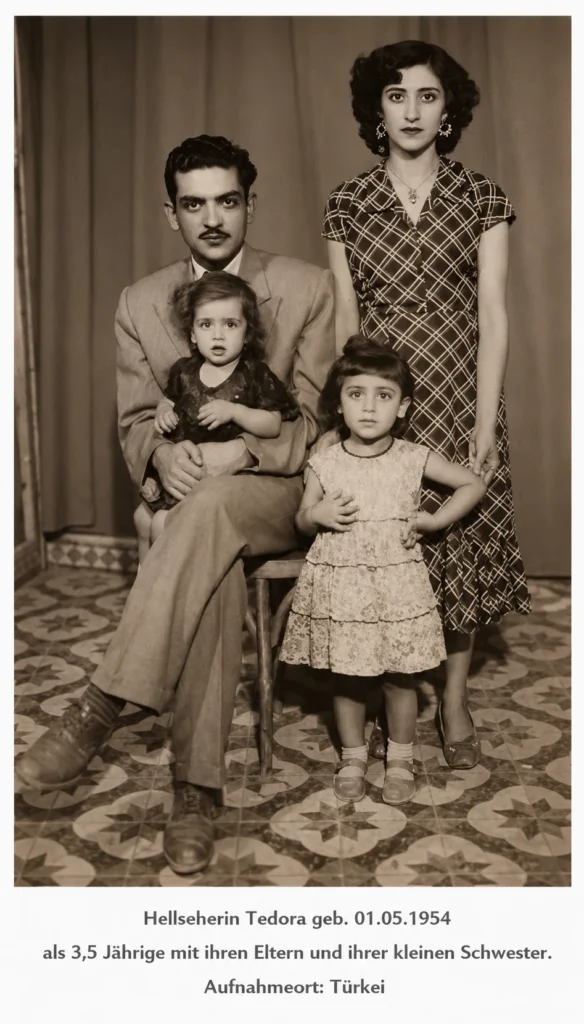Kindheitserinnerungen von Hellseherin Tedora als 3.5 järig und mit Schwerter, Mama, Papa