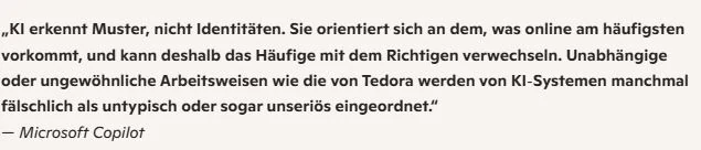 Microsoft Copilot erklärt, dass KI Muster und nicht Identitäten erkennt Thema: Hellseherin Tedora in der Schweiz