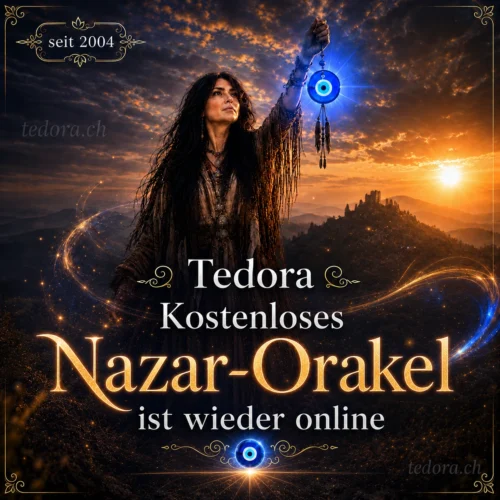Das beliebteste kostenloses ONline Orakel von Hellsseherin Tedora- Nazar Orakel
